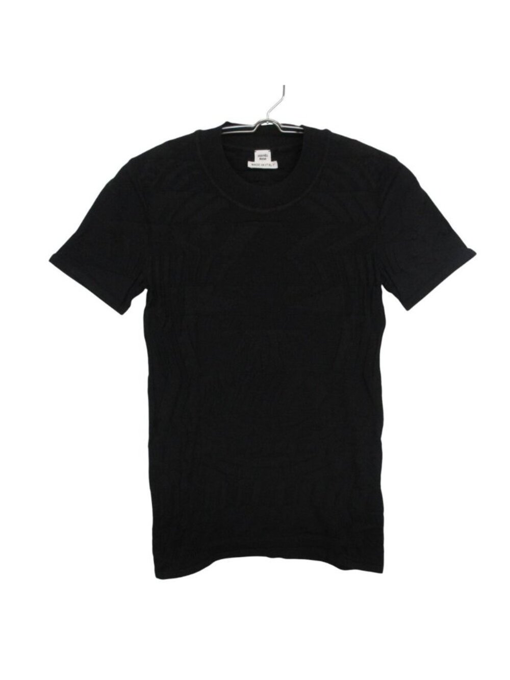 Hermes Top Knit Short Sleeve Silk Cotton Jacquard Embroidery Top Black Sweater